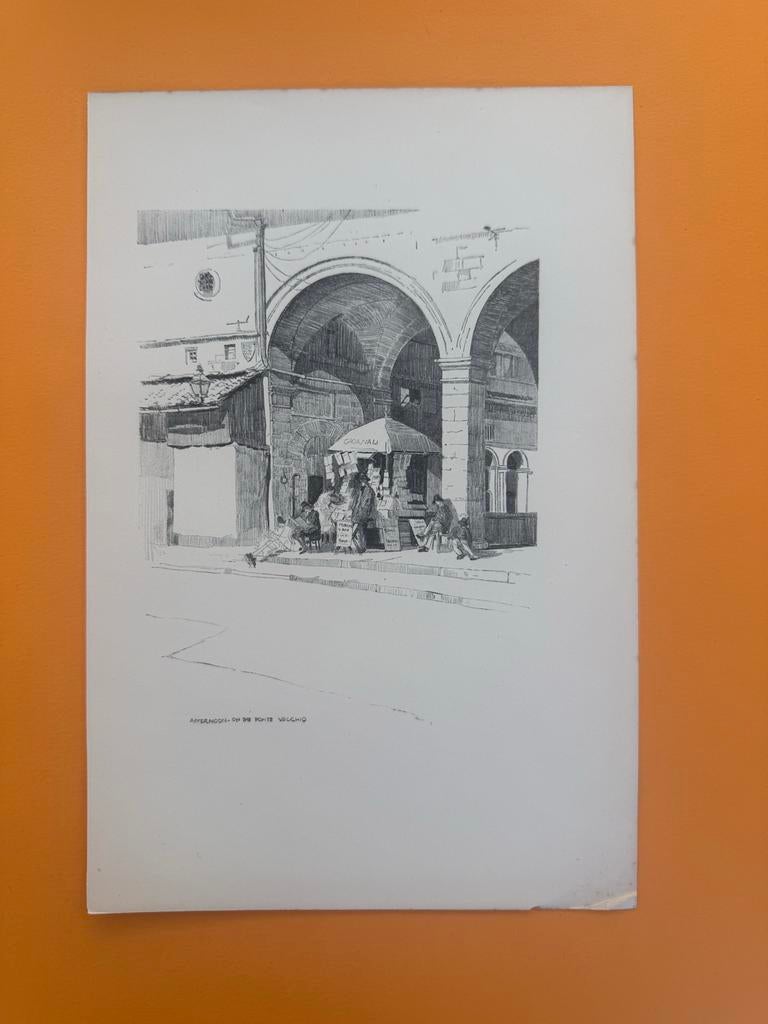 Klassieke gravure "Afternoon on the Ponte Vecchio", Ophalen of Verzenden, Gravure