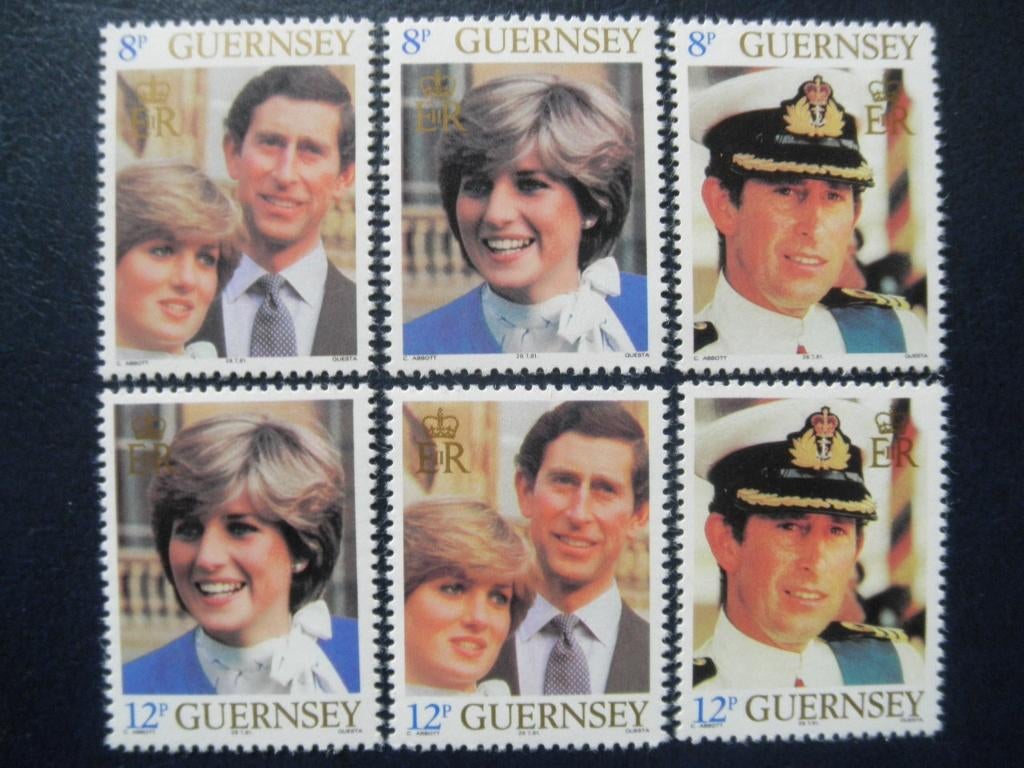 Postzegels Guernsey 1981 Charles + Diana cw 5,40 postfr. (1), Ophalen of Verzenden, Postfris