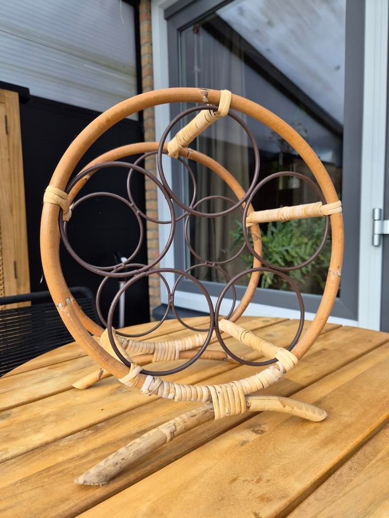 Rotan wijnflessenrek voor 5 flessen, Huis en Inrichting, Woonaccessoires | Wijnrekken, Ophalen of Verzenden