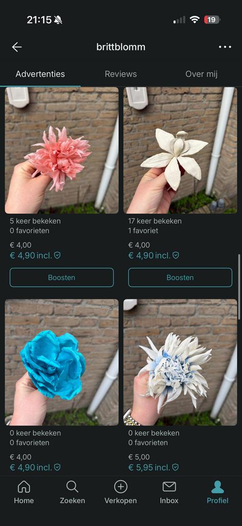 Unieke handgemaakte stoffen bloemen van oma, Ophalen of Verzenden, Nieuw