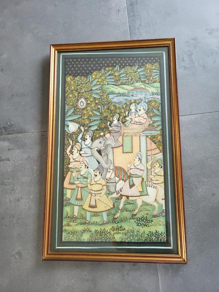 Schilderij op doek geschilderd  Indiase mongolstijl, Ophalen of Verzenden