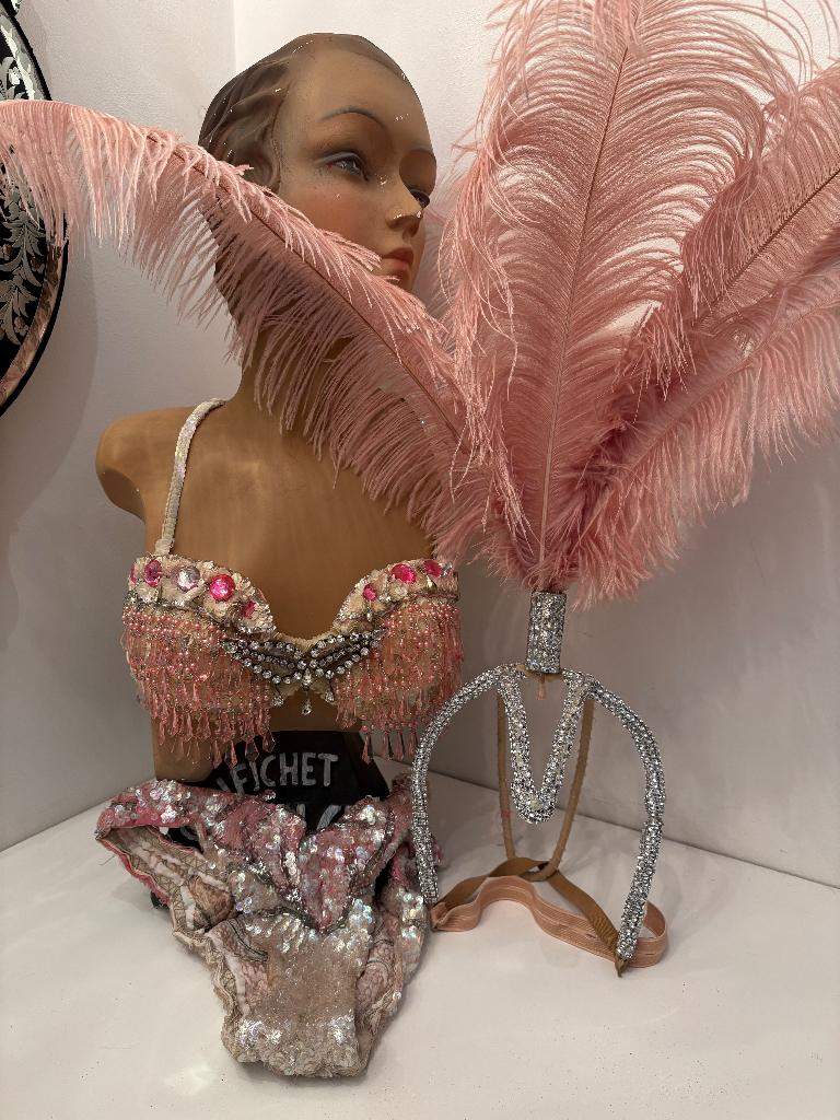 Vintage authentiek Moulin rouge showgirl kostuum hoofdtooi, Verzenden, Dames