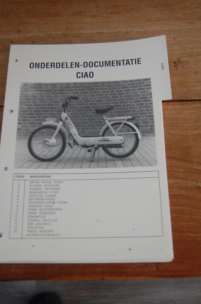 Vespa Ciao onderdelendocumentatie, Fietsen en Brommers, Handleidingen en Instructieboekjes, Nieuw, Ophalen of Verzenden