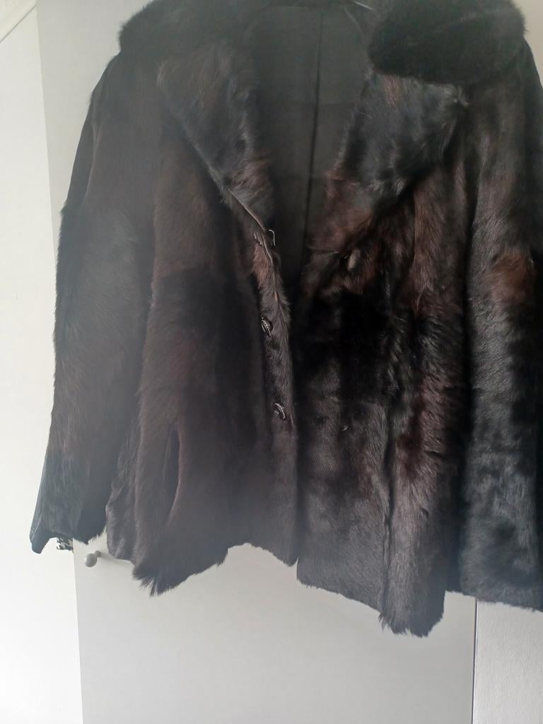 Donkerbruine winterjas echte bont, Ophalen of Verzenden, Zo goed als nieuw, Maat 46/48 (XL) of groter, Bruin