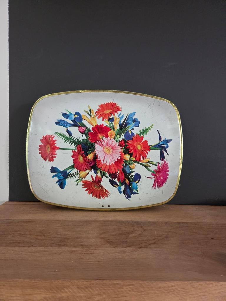 Groot vintage Cote d'Or blik met bloemenprint, Verzamelen, Blikken, Ophalen of Verzenden, Gebruikt, Overige