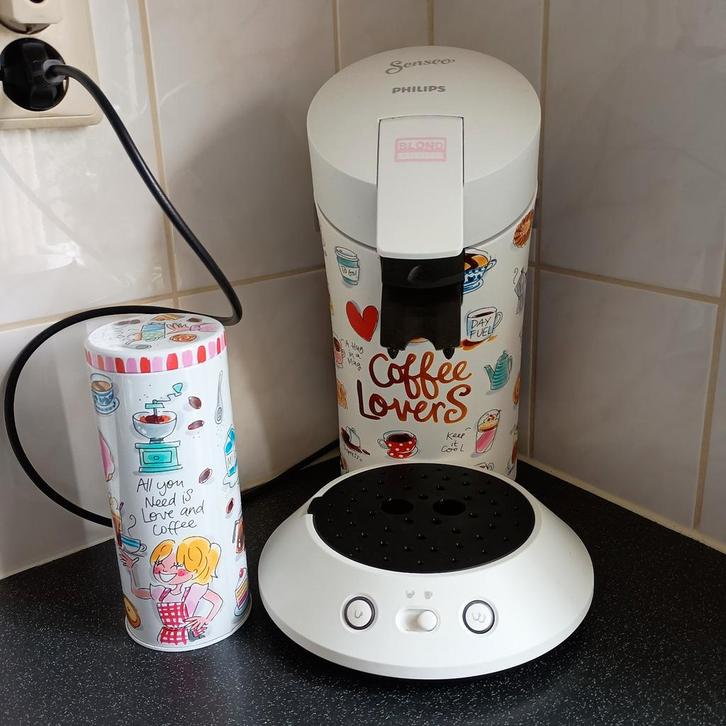 Senseo koffiepads apparaat Blond Amsterdam met voorraadbus, Witgoed en Apparatuur, Koffiezetapparaten, Zo goed als nieuw, Koffiepads en cups