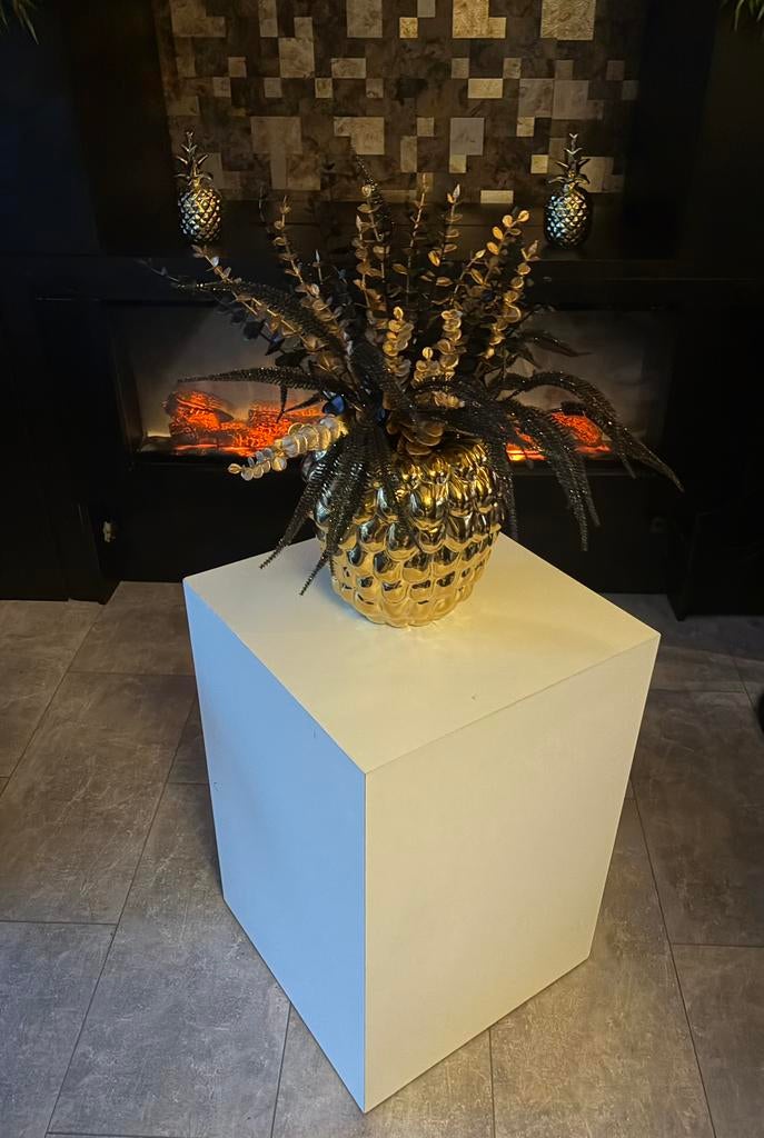 Witte plantenzuil, kubus , tafeltje, Huis en Inrichting, Woonaccessoires | Zuilen en Pilaren, Ophalen of Verzenden, Gebruikt