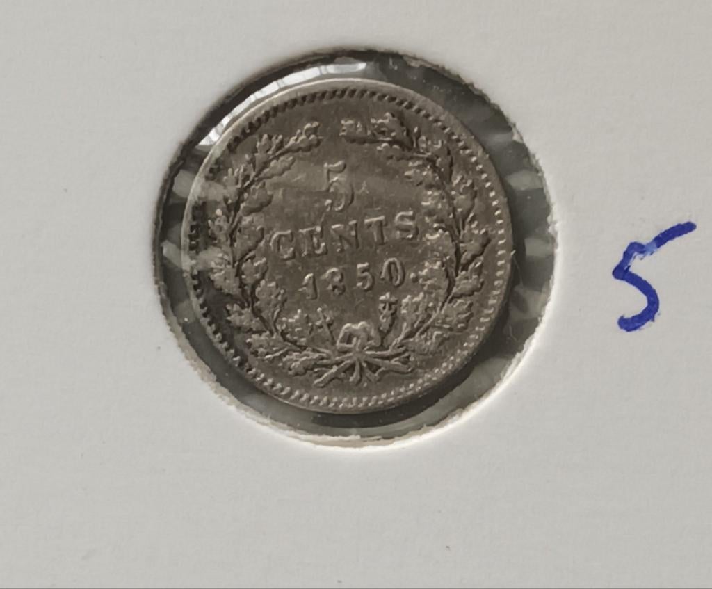 5 cent Willem III 1850, Ophalen of Verzenden, Koning Willem III