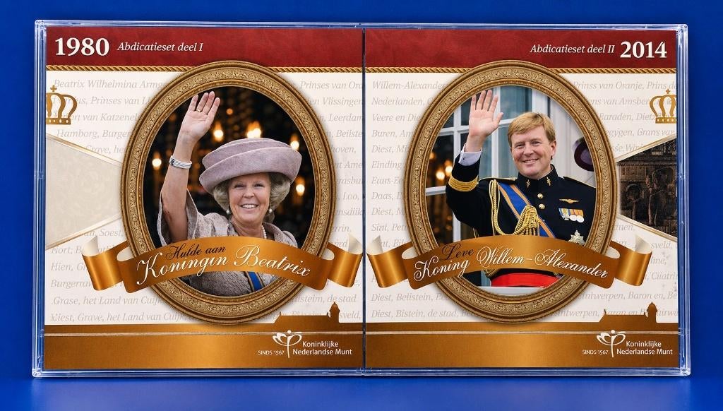 Abdicatie Set Deel I en Deel II BU met penningen 2013-2014, Postzegels en Munten, Munten | Nederland, Verzenden, Koningin Beatrix