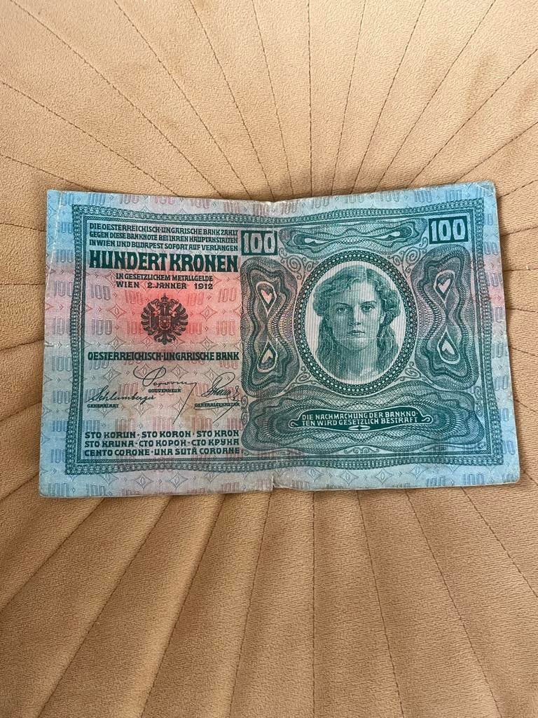100 Kronen 1912 Oostenrijk-Hongarije met stempel, Postzegels en Munten, Bankbiljetten | Europa | Niet-Eurobiljetten, Ophalen of Verzenden