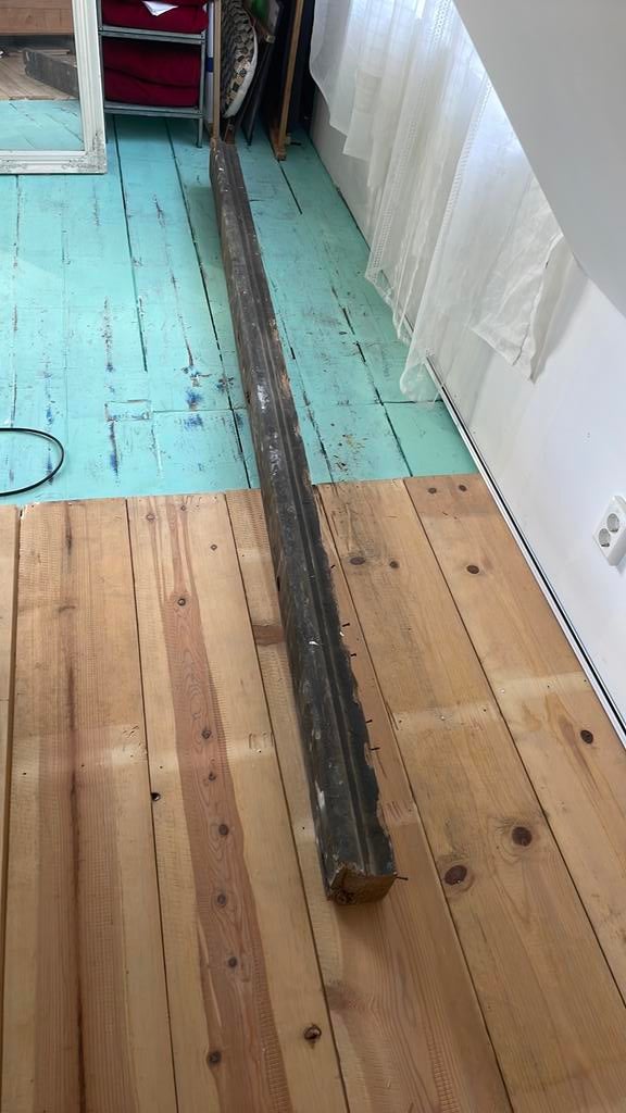 Houten Balk met profiel., Doe-het-zelf en Verbouw, Hout en Planken, Ophalen, Gebruikt, 250 tot 300 cm, 50 mm of meer
