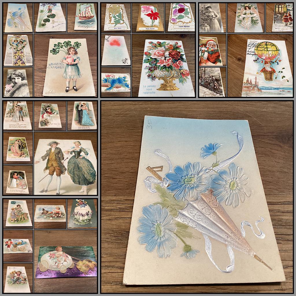 Paaskaarten, kerst, nieuwjaar, romantiek,bloemen…rond 1900, Ophalen of Verzenden, Voor 1920, Overige thema's