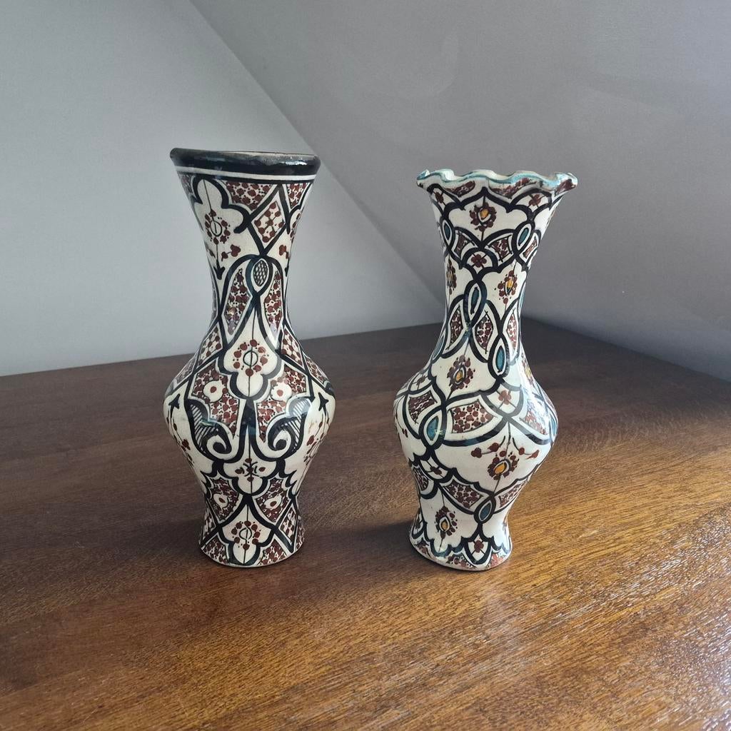 Set van 2 handgeschilderde Marokkaanse vazen, Safi, Ophalen of Verzenden