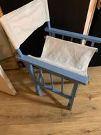 Blauwe regisseursstoel met wit doek, Gebruikt, Blauw, Ophalen of Verzenden, Eén