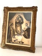 Antiek schilderij litho Madonna en kind Sixtijnse kapel 48cm, Ophalen
