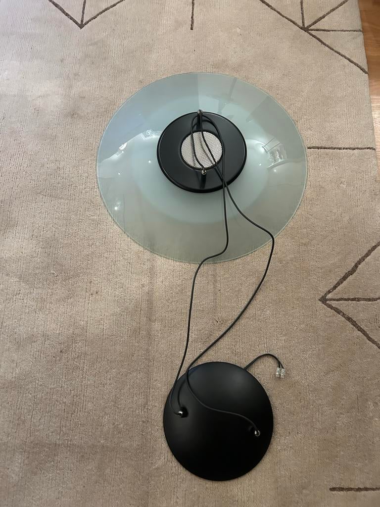 Studio Italia Design Rondo lamp  zwart- melkglasØ 59 cm, Ophalen of Verzenden, Gebruikt, Glas, Minder dan 50 cm