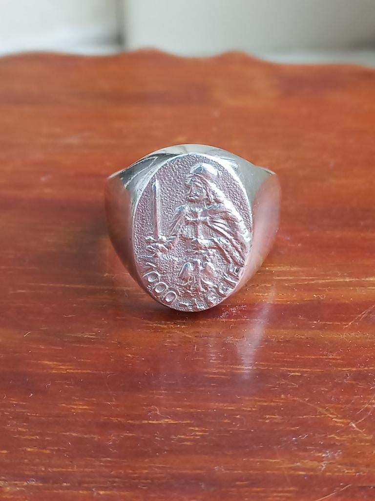 Poolse zegelring mieszko I, Ophalen of Verzenden, Zilver