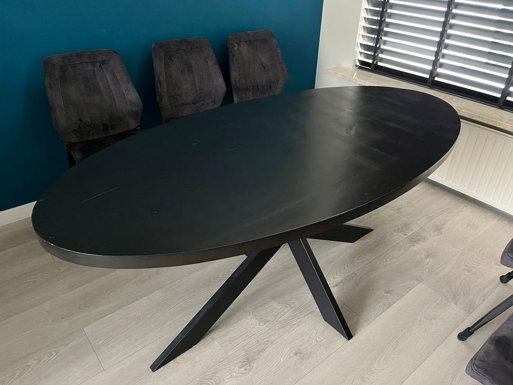 Tafel en stoelen, Huis en Inrichting, Tafels | Eettafels, Ophalen, Zo goed als nieuw, Rechthoekig, 50 tot 100 cm
