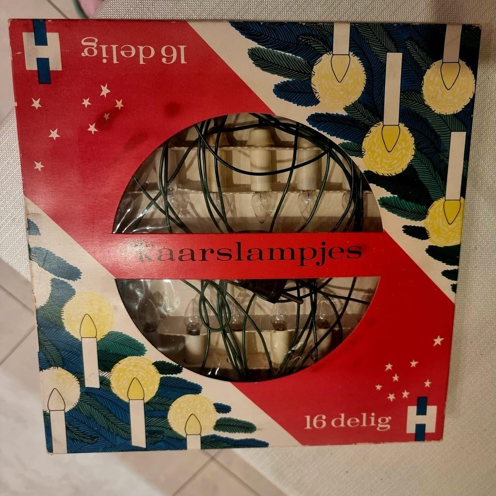 Vintage brocante HEMA 16 kerstlampjes, Ophalen of Verzenden, Gebruikt