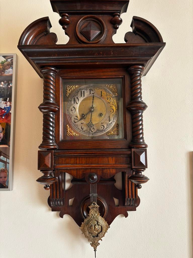 Antieke Junghans Wandklok, vrijslinger, Mahonie, Ophalen of Verzenden