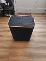 Zwarte wasmand/prullenbak met bamboe rand, Huis en Inrichting, Woonaccessoires | Prullenbakken, Ophalen, Overige materialen, Gebruikt