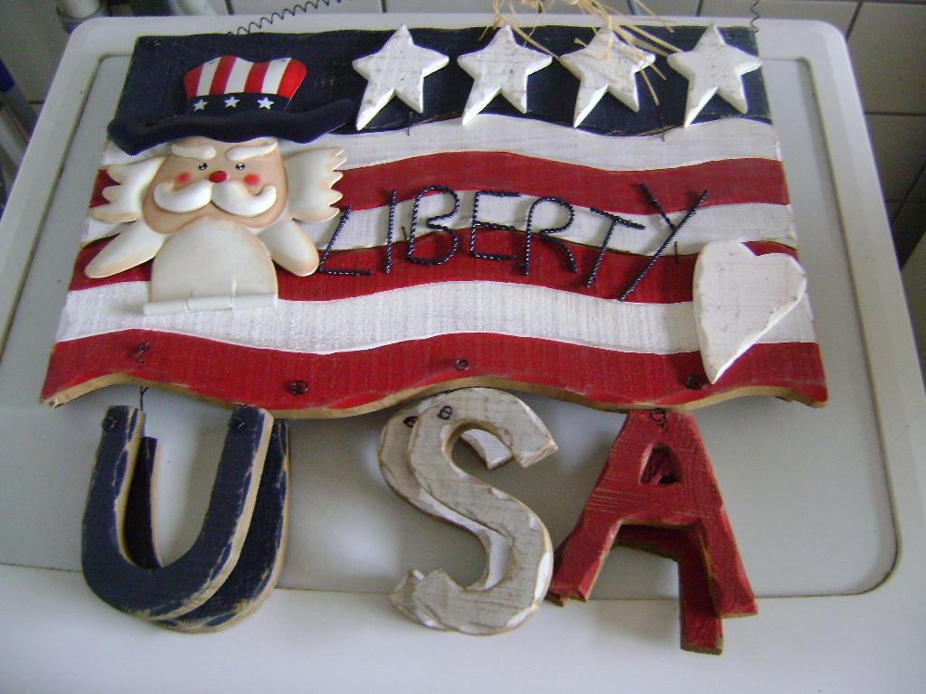 Wandbord Decoratie USA Liberty 3x, Huis en Inrichting, Woonaccessoires | Wanddecoraties, Ophalen of Verzenden