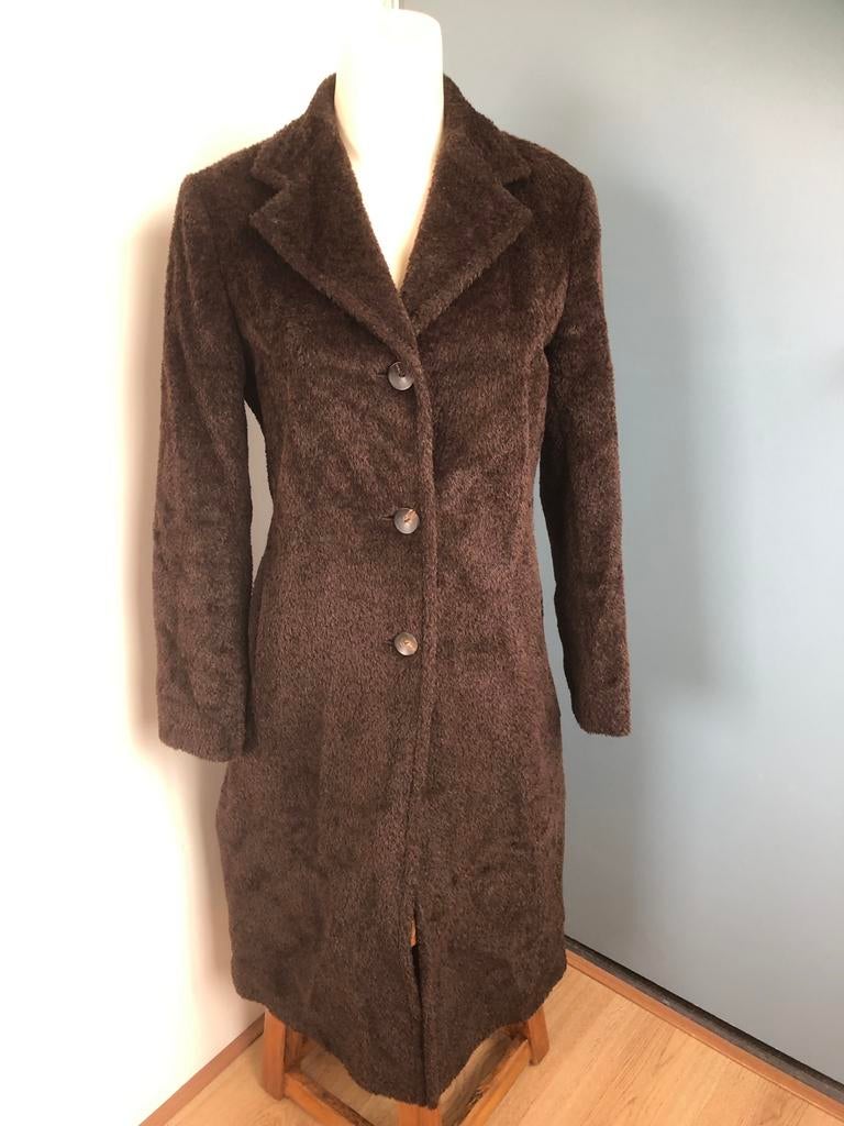 Max Mara bruine mantel faux-fur alpaca wol wollen 38 maxmara, Maat 38/40 (M), Bruin, Max Mara, Ophalen of Verzenden