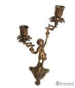 2 Arms brocante kandelaar barok koper met cupido, Antiek en Kunst, Antiek | Kandelaars, Ophalen of Verzenden, Koper of Brons