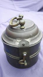 Antiek koperen lunchbox. 2 compartimenten., Antiek en Kunst, Ophalen of Verzenden