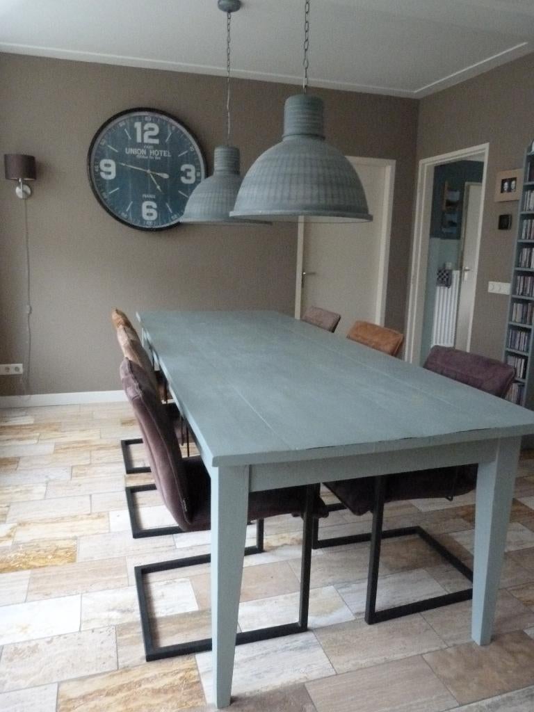 teak houten eetkamertafel 2,60 x 1,00, Ophalen, Gebruikt, Teakhout, 200 cm of meer