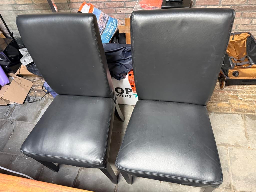 2 zwarte IKEA eetkamerstoelen HENRIKSDAL in prima staat, Ophalen, Gebruikt, Twee, Zwart