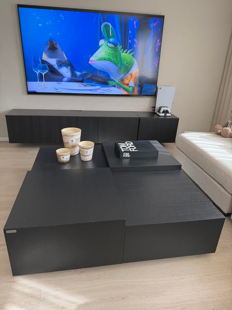 Richmond Interiors Salon tafel Eikenhout 4-delig blok Zwart, Ophalen, Gebruikt, 50 tot 100 cm, 100 tot 150 cm