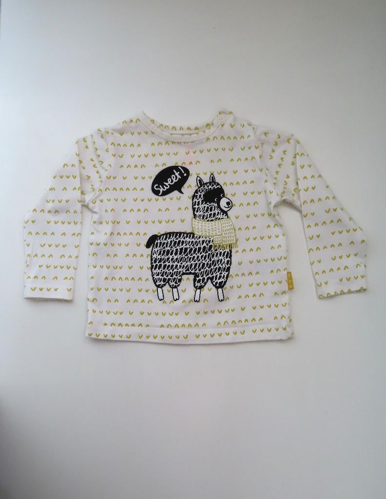 Shirtje Wit Lama Hema mt 56 (4433), Kinderen en Baby's, Babykleding | Maat 56, Jongetje of Meisje, Ophalen of Verzenden, Zo goed als nieuw