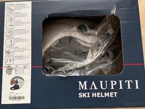 NIEUWE MAUPITI WITTE SKIHELM MET VIZIER, Sport en Fitness, Skiën en Langlaufen, Nieuw, Overige typen, Skiën, Overige merken, Minder dan 100 cm