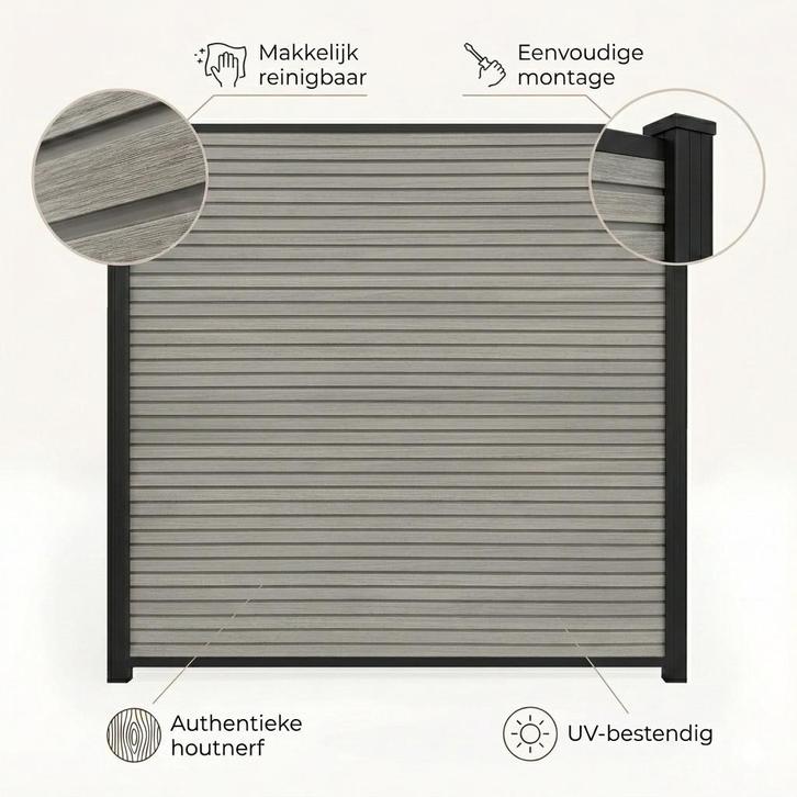 Composiet schutting - Tuinscherm - schuttingen -185x185, Tuin en Terras, Schuttingen, Nieuw, Kunststof, 1 tot 2 meter, 6 meter of meer