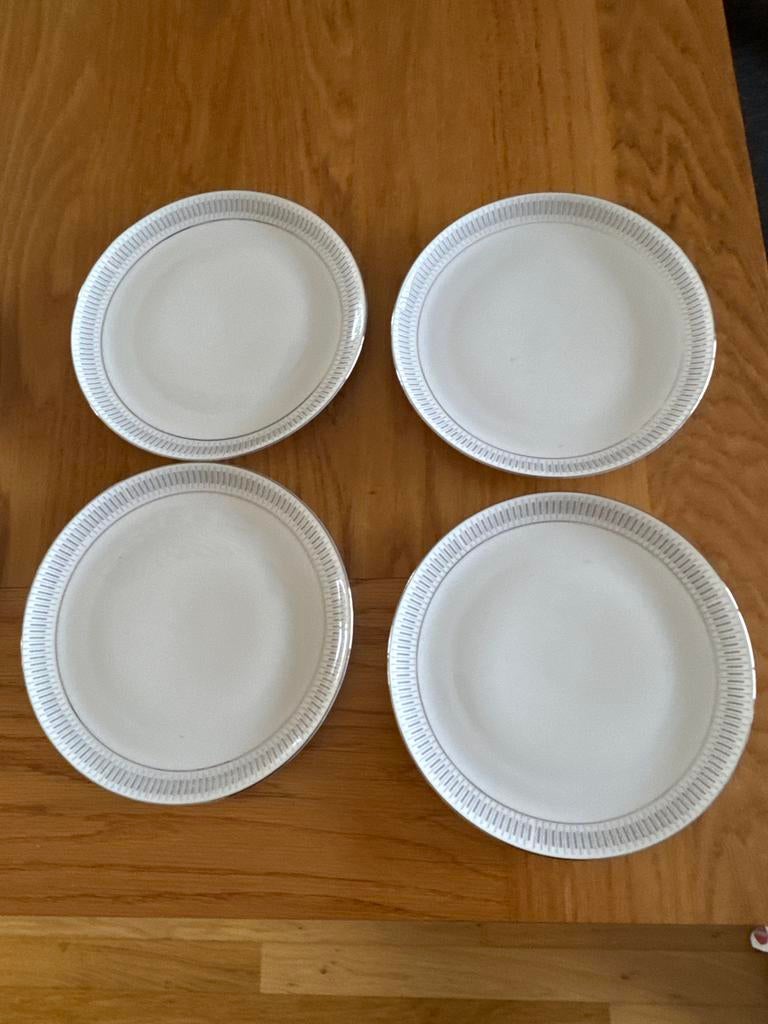 Eschenbach, Wit servies met grijs patroon, Gebruikt, Ophalen of Verzenden, Effen, Porselein