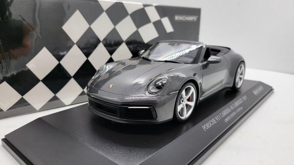 Minichamps Porsche 911 Carrera 4S Cabriolet 2019 Grijs, Hobby en Vrije tijd, Modelauto's | 1:18, Ophalen of Verzenden, Nieuw, Auto