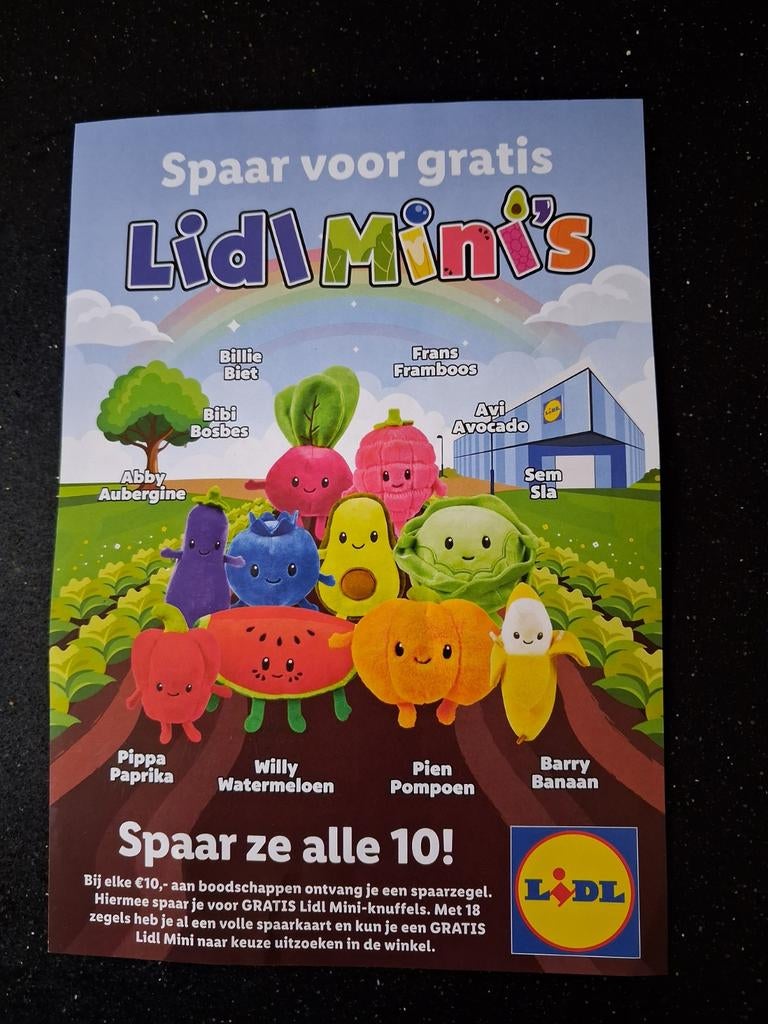 Volle spaarkaart Lidl Mini's, Hobby en Vrije tijd, Spaarzegeltjes, Ophalen, Winkel, Super of Benzinepomp, Volle spaarkaart