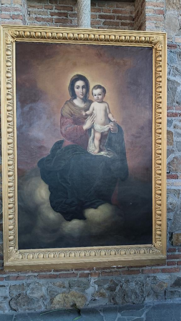 Groot religieus schilderij Madonna met kind, Antiek en Kunst, Ophalen