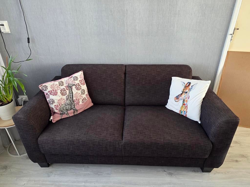 Zwart stoffen bank, Ophalen, Gebruikt, 150 tot 200 cm, Tweepersoons