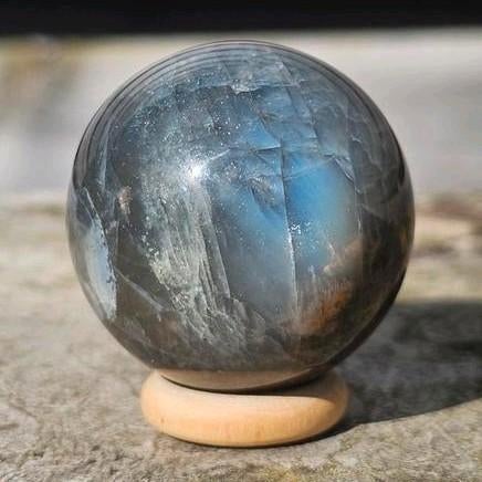 Super flashy zwarte maansteen bol 41 mm, Ophalen of Verzenden, Nieuw