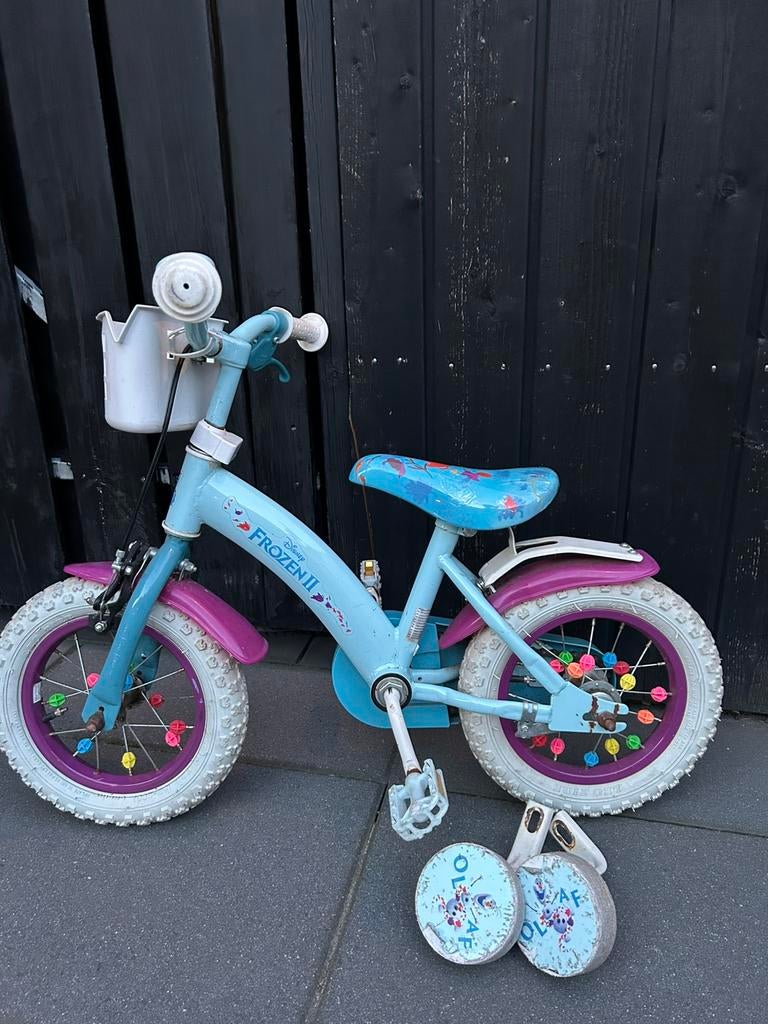 Frozen kinderfiets 12 inch., Ophalen, Zo goed als nieuw, Minder dan 16 inch, Zijwieltjes