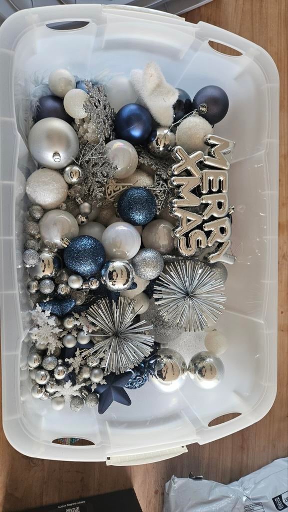 Kerstdecoratie blauw zilver wit, Diversen, Kerst, Ophalen of Verzenden, Zo goed als nieuw