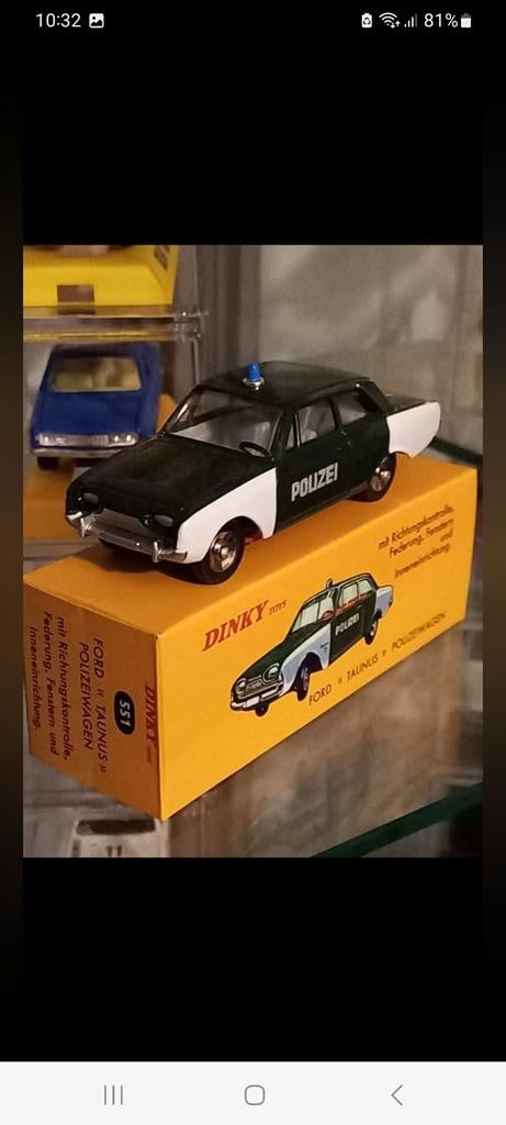 Dinky Toys Atlas Ford Taunus Politieauto met doos, Ophalen of Verzenden, Zo goed als nieuw, Auto, Overige merken