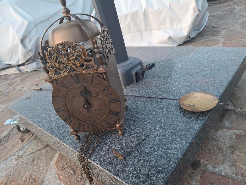 Antieke lantaarnklok volledig uit geelkoper, Ophalen of Verzenden