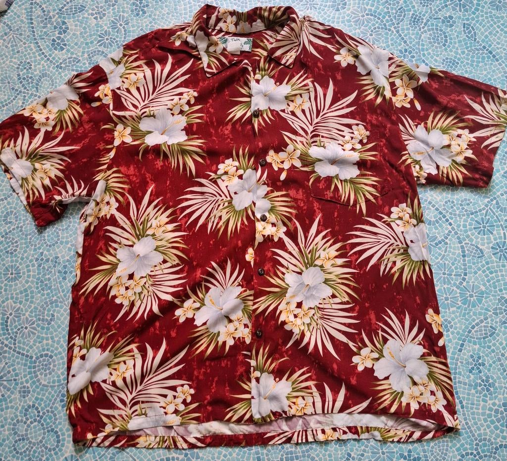 Vintage Jaren 90 Two Palm Made in Hawaii Aloha shirt XL, Kleding | Heren, Overhemden, Ophalen of Verzenden, Zwart, Halswijdte 43/44 (XL)