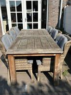 Tuinset, teak houten tafel en 6 stoelen, Tuin en Terras, Ophalen, Gebruikt, 6 zitplaatsen, Teakhout