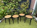 4 Thonet nr 14 stoelen met rieten zitting, Huis en Inrichting, Stoelen, Ophalen, Gebruikt, Zwart, Vier