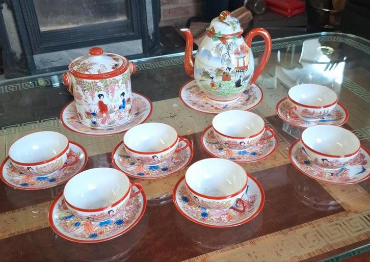 Japans Theeservies - Geisha Design, Antiek en Kunst, Antiek | Servies compleet, Ophalen of Verzenden