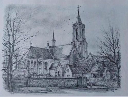 Loenen ...  "laat gotische kruiskerk" ..., Antiek en Kunst, Kunst | Tekeningen en Foto's, Ophalen of Verzenden